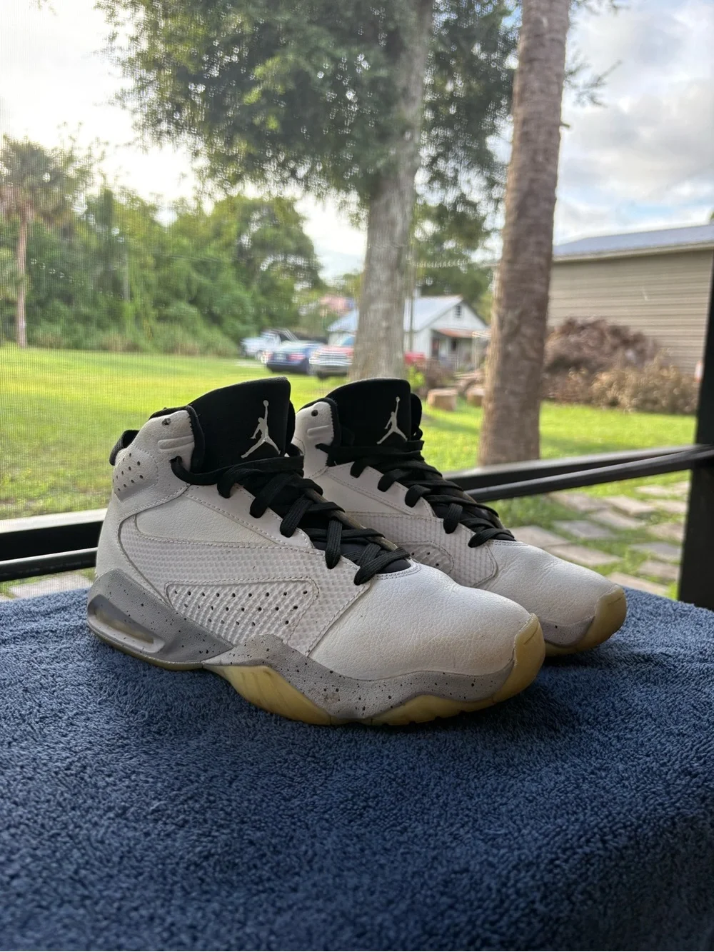 Jordan Men’s White and Black High-Top Basketball Sneakers